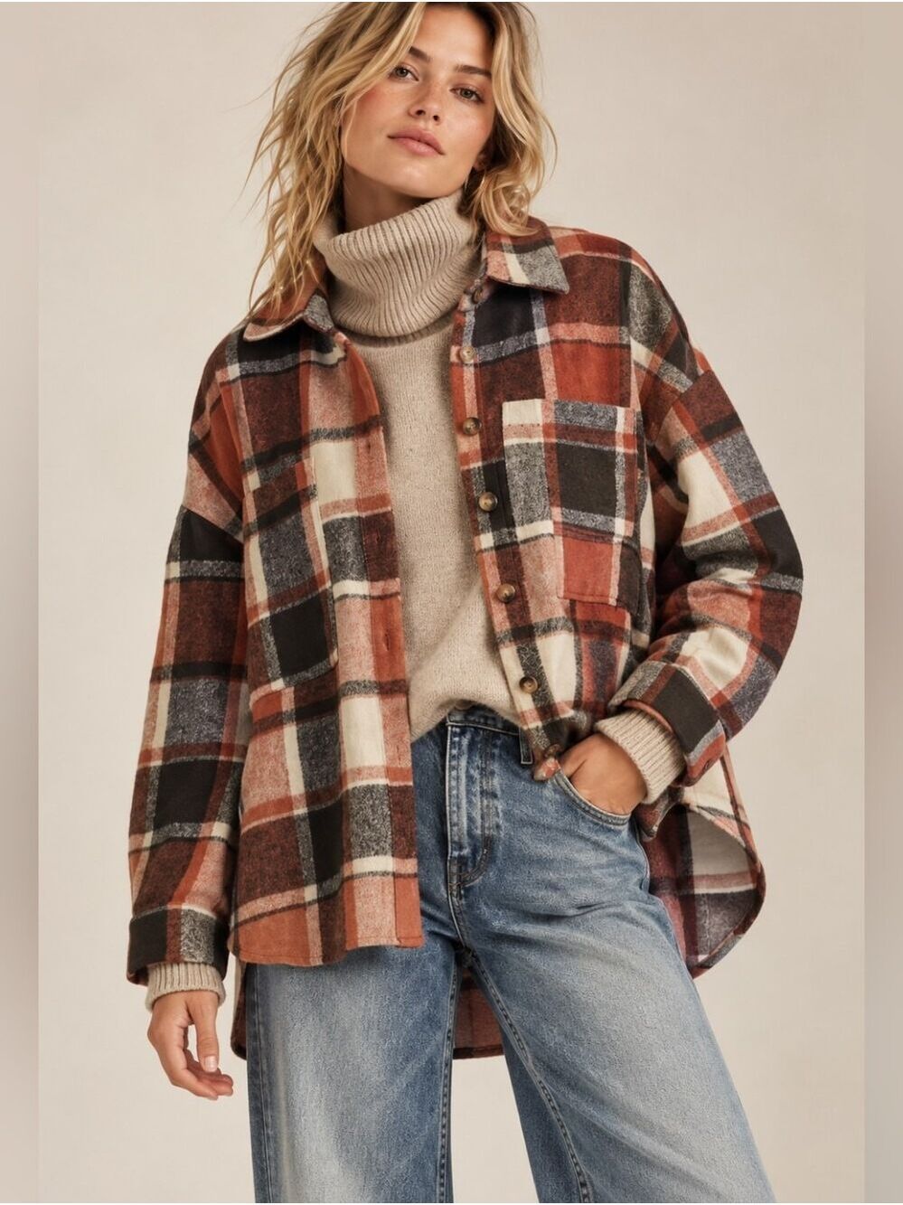 AUTUMN WOMEN'S ULTRA-SOFT LONG SLEEVE FLANNEL JACKET SHIRT SHACKET MEDIUM NWOT